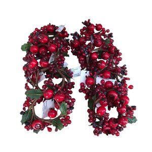 Pier One Set of 8 Napkin Rings Red Cranberry Holiday Christmas Table 4" NWT's